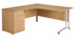 LDM160 - Left Hand Radial with Desk High Pedestal 600 Beech