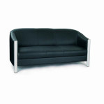 Quality Leather Faced Tub Style Three Seater Sofa • Black