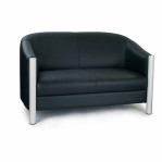 Quality Leather Faced Tub Style Two Seater Sofa • Black