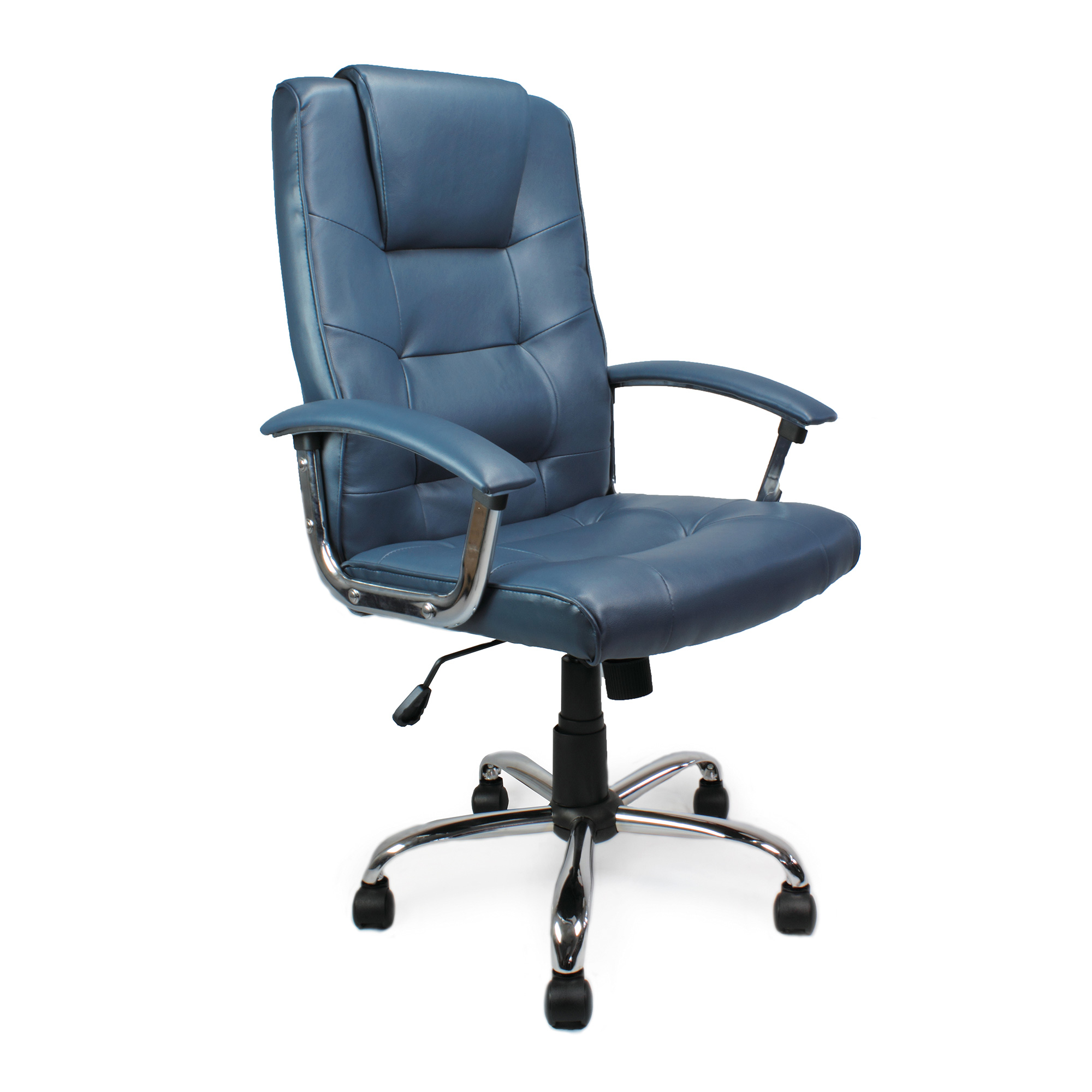 Westminster Blue Leather Executive Office Armchair Margolis Furniture